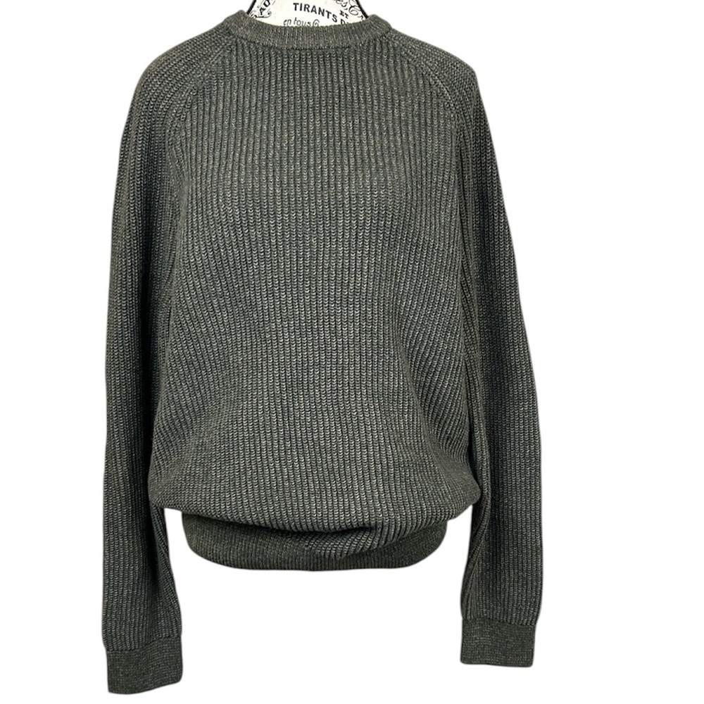 Denver Hayes olive green knit cotton sweater long sleeve pullover large‎